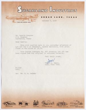 Primary view of object titled '[Letter from Thomas L. James to Harris Kempner, October 8, 1954]'.