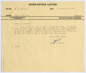Primary view of object titled '[Letter from Thomas Leroy James to Isaac Herbert Kempner, September 24, 1954]'.
