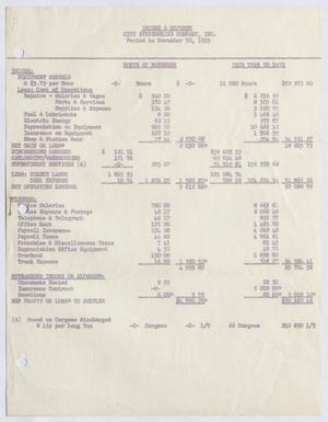 Primary view of object titled '[Income & Expense Memorandum, November 30, 1953]'.