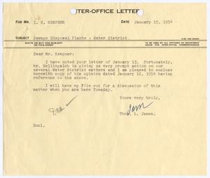 Primary view of object titled '[Letter from Thomas L. James to I. H. Kempner, January 15, 1954]'.