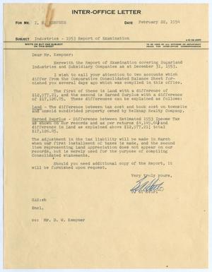 Primary view of object titled '[Letter from Gus A. Stirl to I. H. Kempner, February 22, 1954]'.