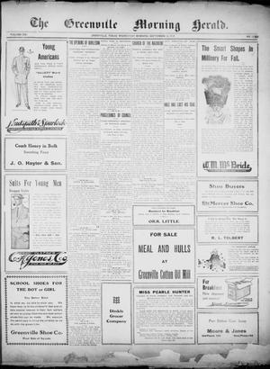 Primary view of object titled 'The Greenville Morning Herald. (Greenville, Tex.), Vol. 20, No. 12, Ed. 1, Wednesday, September 14, 1910'.