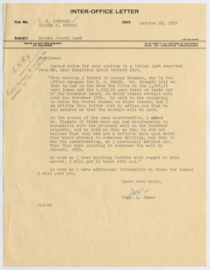 Primary view of object titled '[Letter from Thomas L. James to I. H. Kempner, October 22, 1954]'.