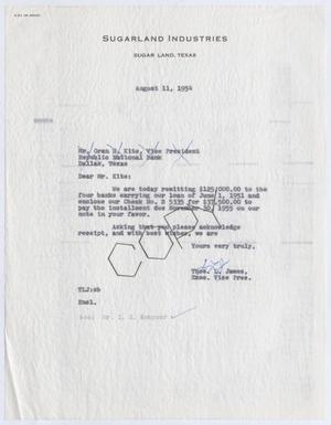 Primary view of object titled '[Letter from Thomas L. James to Oran H. Kite, August 11, 1954]'.