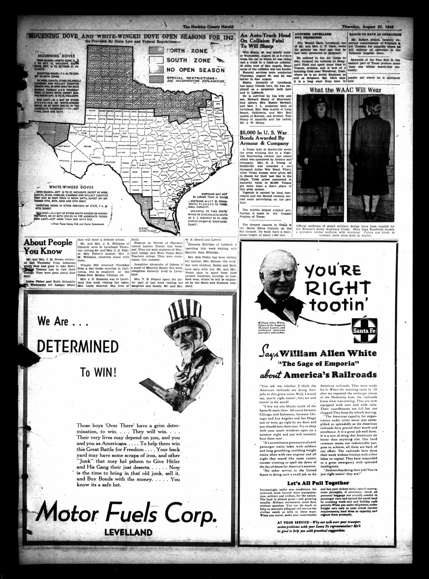 The Hockley County Herald (Levelland, Tex.), Vol. 19, No. 4, Ed. 1 Thursday, August 27, 1942
                                                
                                                    [Sequence #]: 3 of 16
                                                