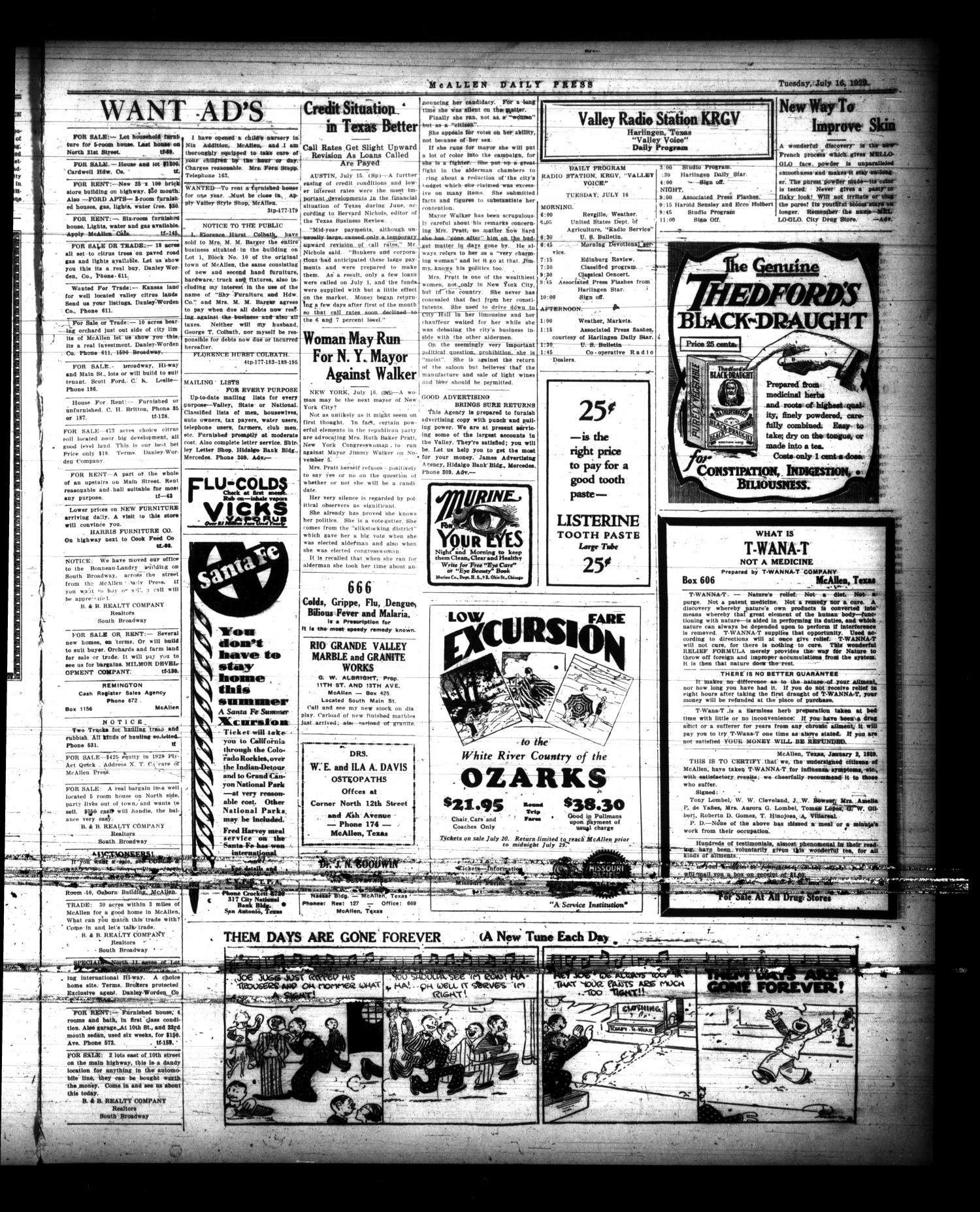 McAllen Daily Press (McAllen, Tex.), Vol. 9, No. 179, Ed. 1 Tuesday, July 16, 1929
                                                
                                                    [Sequence #]: 3 of 4
                                                