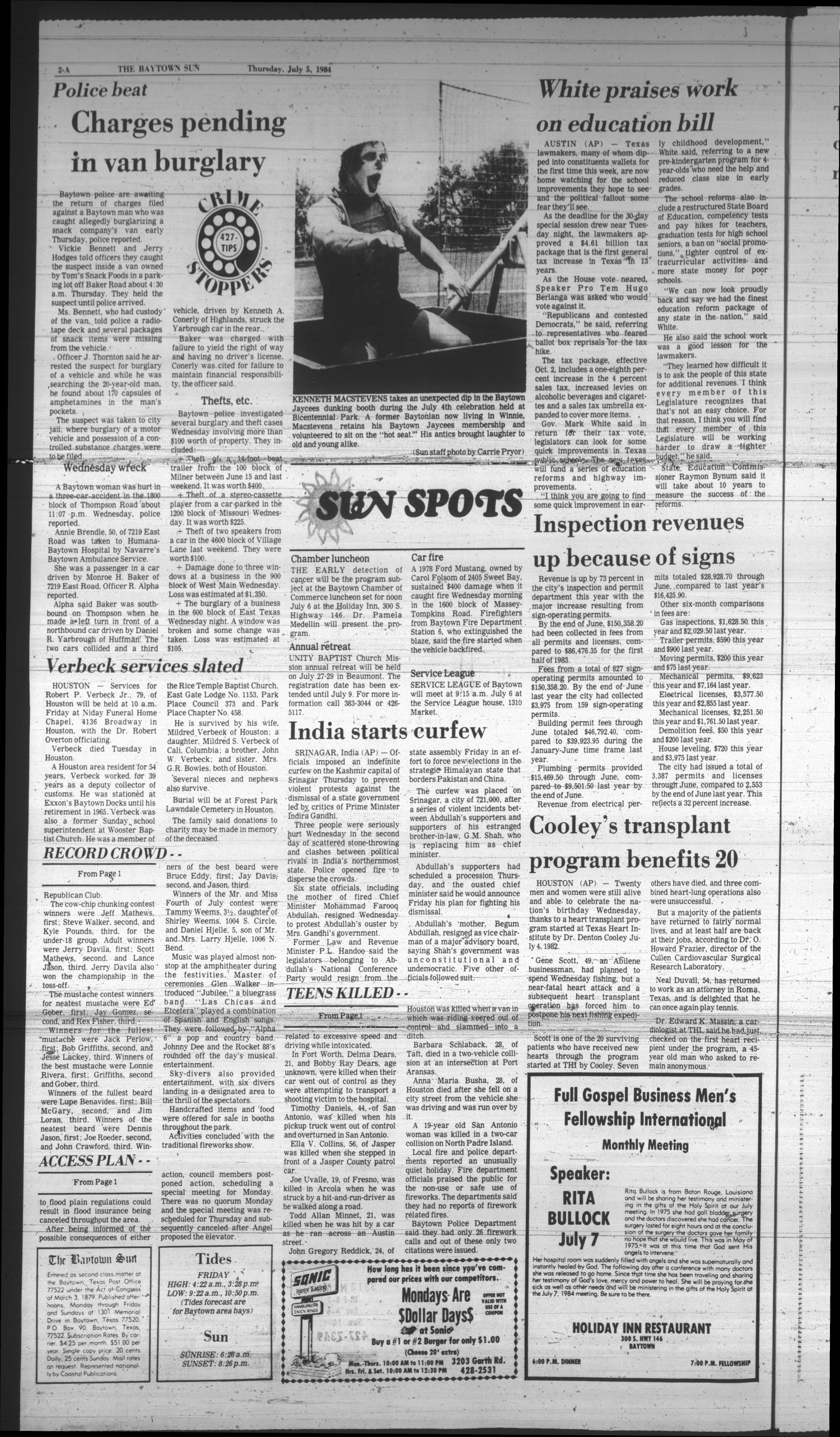 The Baytown Sun (Baytown, Tex.), Vol. 62, No. 213, Ed. 1 Thursday, July 5, 1984
                                                
                                                    [Sequence #]: 2 of 35
                                                