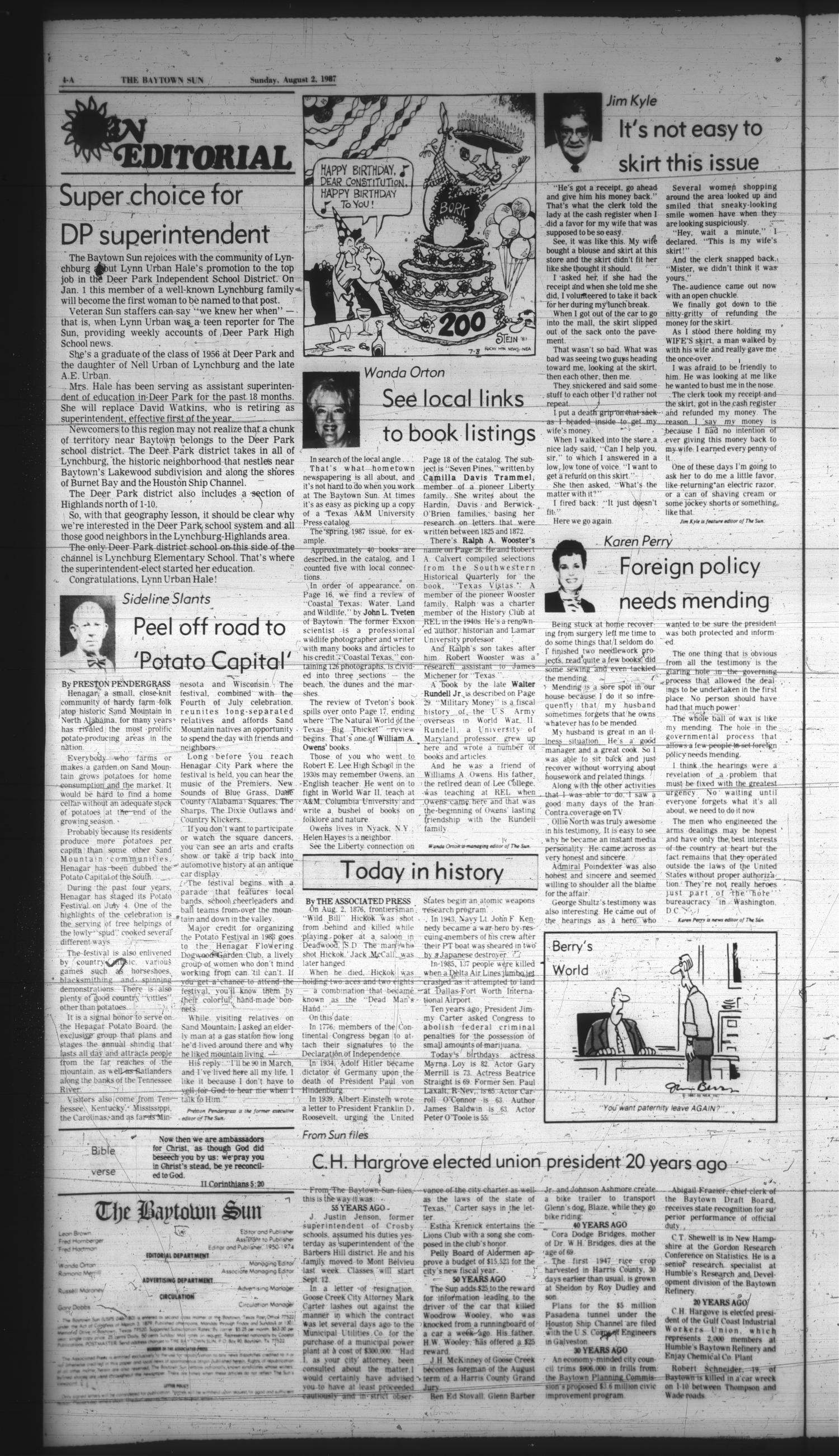 The Baytown Sun (Baytown, Tex.), Vol. 65, No. 234, Ed. 1 Sunday, August 2, 1987
                                                
                                                    [Sequence #]: 4 of 24
                                                