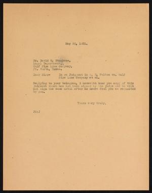 Primary view of object titled '[Letter to David W. Stephens, May 23, 1931]'.