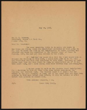 Primary view of object titled '[Letter from John Sayles to J. E. Pearson, May 28, 1934]'.