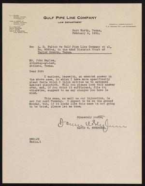Primary view of object titled '[Letter from David W. Stephens to John Sayles, February 9, 1931]'.