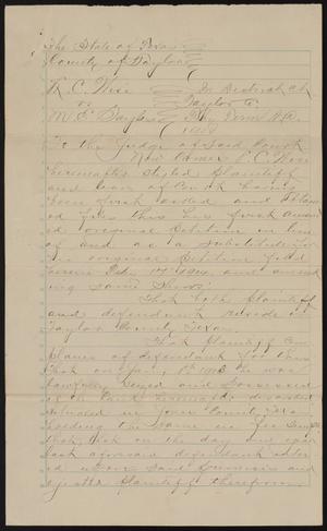 Primary view of object titled '[L. C. Wise vs. M. E. Sayles: Complaint of Plaintiff]'.