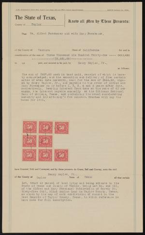 Primary view of object titled '[Warranty Deed: Alfred Fasshauer and Mary Fasshauer to Henry Sayles, Jr.]'.