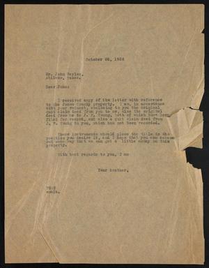 Primary view of object titled '[Letter from Perry Sayles to John Sayles, October 26, 1928]'.