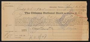 Primary view of object titled '[Promissory Note From Perry Sayles to The Citizens National Bank, April 24, 1934]'.
