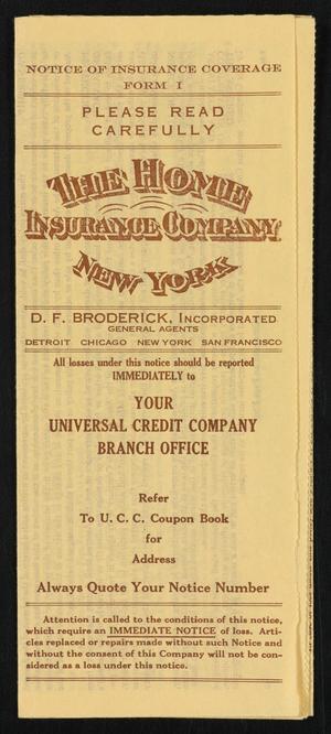 Primary view of object titled '[Auto Insurance Policy Belonging to Perry Sayles]'.