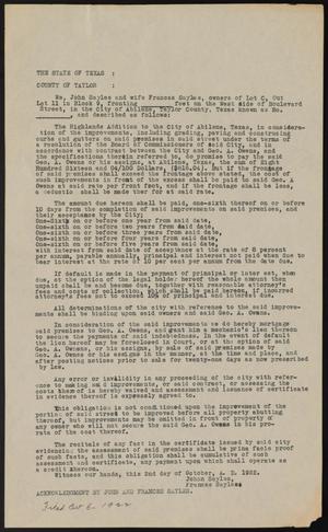 Primary view of object titled '[Mechanic Lien Agreement for George A. Owen]'.