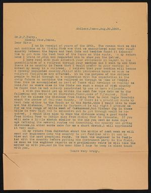Primary view of object titled '[Letter to B. F. Terry, August 30, 1909]'.
