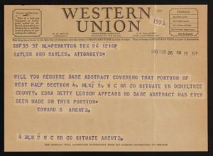 Primary view of object titled '[Letter from Edward S. Arentz to Sayles & Sayles, February 26, 1940]'.