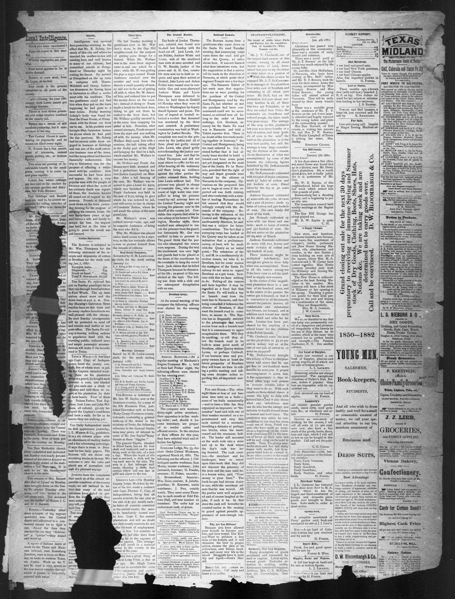Brenham Weekly Banner. (Brenham, Tex.), Vol. 17, No. 2, Ed. 1, Thursday, January 12, 1882
                                                
                                                    [Sequence #]: 3 of 4
                                                