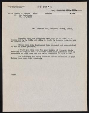 Primary view of object titled '[Letter to Edward S. Arentz, November 25, 1939]'.