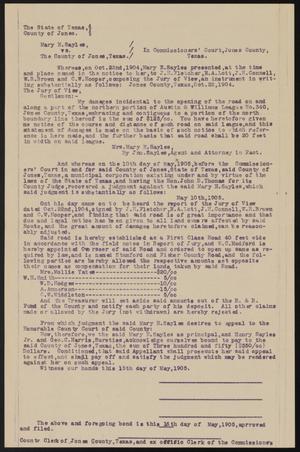 Primary view of object titled '[Mary E. Sayles vs. The County of Jones, Texas: Petition to Appeal]'.