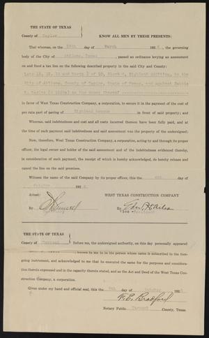 Primary view of object titled '[Release of Lien By West Texas Construction Company]'.