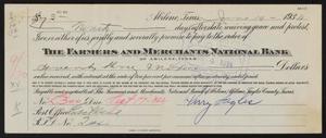 Primary view of object titled '[Promissory Note From Perry Sayles to Farmers and Merchants National Bank, June 19, 1934]'.