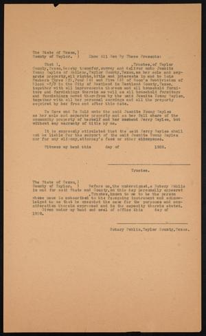 Primary view of object titled '[Document Granting Property to Juanita Sayles]'.