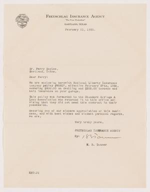 Primary view of object titled '[Letter from K. B. Tanner to Perry Sayles, February 21, 1935]'.
