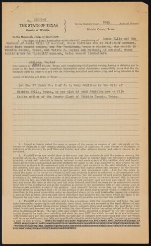 Primary view of object titled '[Cause No. 21395-B: Petition for Foreclosure for Delinquent Texas]'.