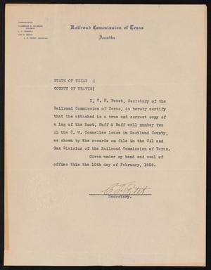 Primary view of object titled '[Statement From C. F. Petet, February 10, 1926]'.