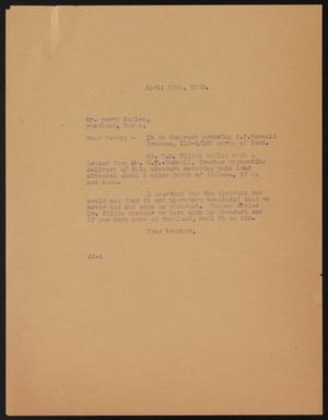 Primary view of object titled '[Letter from John Sayles to Perry Sayles, April 13, 1920]'.