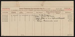 Primary view of object titled '[Invoice for Indian Territory Illuminating Oil Company, December 22, 1939]'.