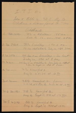 Primary view of object titled '[Notes Discussing Land in Ochiltree and Hansford Counties, Texas]'.