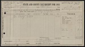 Primary view of object titled '[Receipt for Montgomery County Taxes, 1915]'.