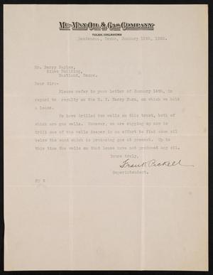 Primary view of object titled '[Letter from Frank Pickell to Perry Sayles, January 15, 1920]'.