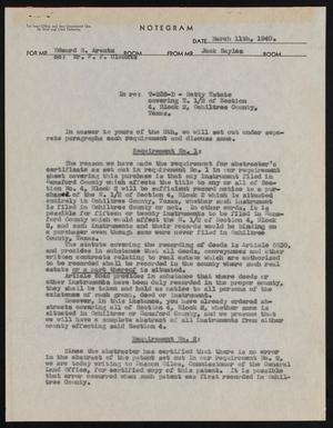 Primary view of object titled '[Letter from Jack Sayles to Edward S. Arentz, March 11, 1940]'.