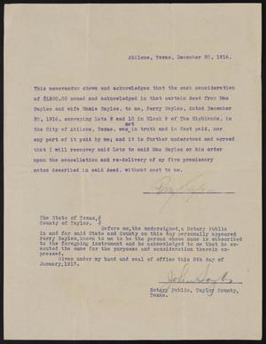 Primary view of object titled '[Memorandum Transferring Property to Mac and Mamie Sayles]'.