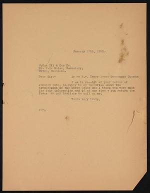 Primary view of object titled '[Letter from Perry Sayles to McMan Oil & Gas Company, January 27, 1920]'.