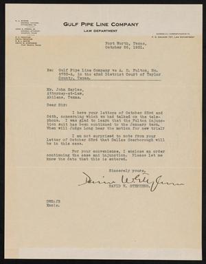 Primary view of object titled '[Letter from David W. Stephens to John Sayles, October 26, 1931]'.