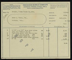 Primary view of object titled '[Invoice From Frick-Reid Supply Company to Jake L. Hamon, Jr., March 11, 1925]'.