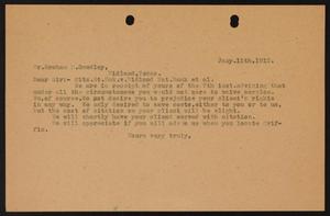 Primary view of object titled '[Letter to Graham B. Smedley, January 11, 1912]'.