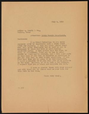 Primary view of object titled '[Letter from Perry Sayles to Arthur A. Everts & Company, July 6, 1933]'.