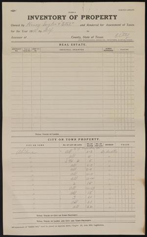 Primary view of object titled '[Inventory of Property Owned by Henry Sayles "Etal", 1913]'.