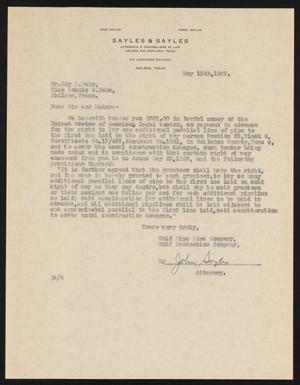 Primary view of object titled '[Letter from John Sayles to Roy L. Duke, May 15, 1929]'.