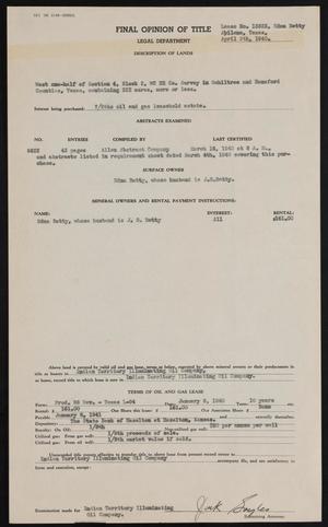 Primary view of object titled '[Final Opinion of Title Related to the Oil and Gas Lease From Edna Betty to Indian Territory Illuminating Oil Company]'.