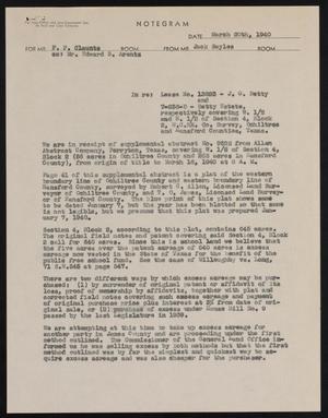 Primary view of object titled '[Letter from Jack Sayles to F. F. Claunts, March 20, 1940]'.
