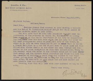 Primary view of object titled '[Letter from Justin Foley to Henry Sayles, August 2, 1902]'.