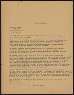 Primary view of object titled '[Letter from John Sayles to M. B. Wilhoit, October 21, 1932]'.